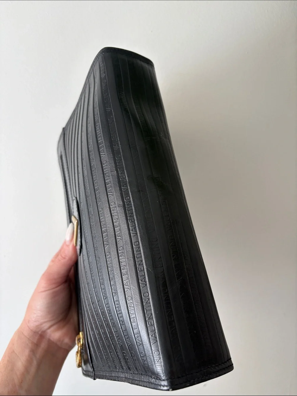 Authentic Valentino Black Embossed Clutch